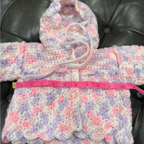 Handmade, Beautiful Hand Knit Baby Cardigan Sweater Coat - Picture 7 of 9
